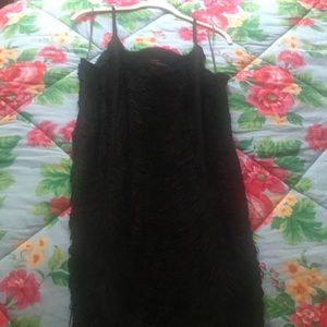 Sexy Black Draped Fringe Camisole Dress